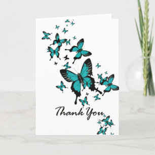 Carte De Remerciements Script Papillon turquoise N'importe quelle occasio