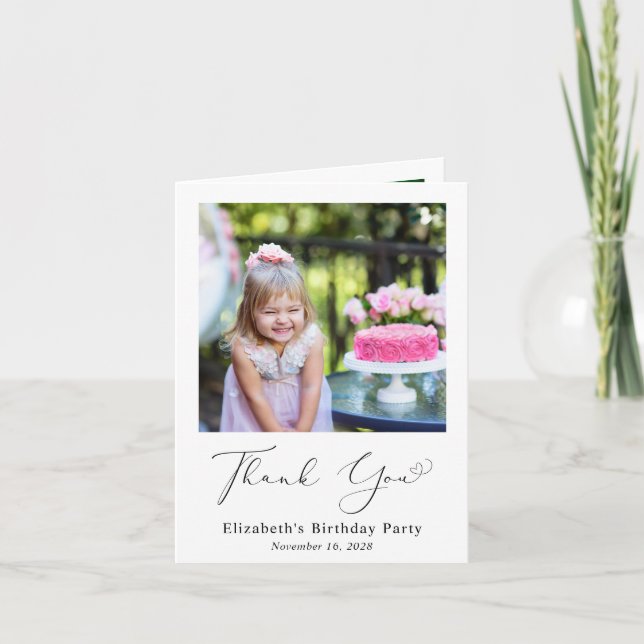 Carte De Remerciements Script photo d'anniversaire (Devant)