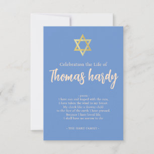 Carte De Remerciements Script photo Gold Star Jewish Memorial