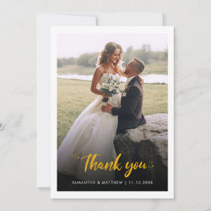 Carte De Remerciements Script photo Mariage moderne