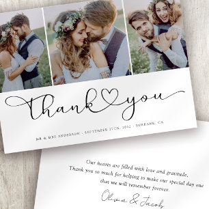 Carte De Remerciements Script photo multiple avec photo Mariage du coeur
