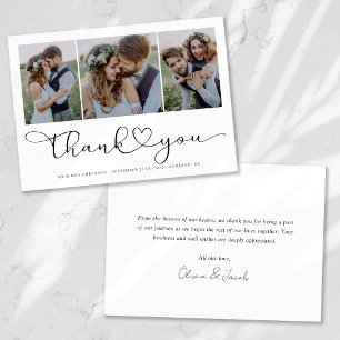 Carte De Remerciements Script photo multiple avec photo Mariage du coeur