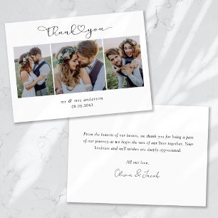 Carte De Remerciements Script photo multiple avec photo Mariage du coeur