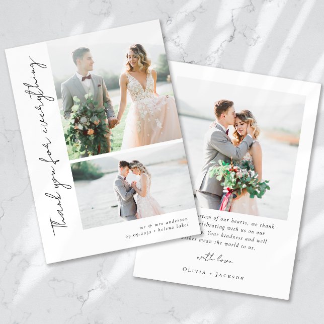 Carte De Remerciements Script romantique Mariage photo multiple (Créateur téléchargé)