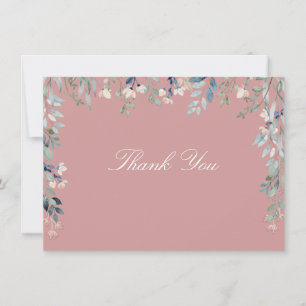 Carte De Remerciements Script rose Fleur sauvage Dusty Rose