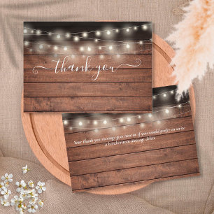 Carte De Remerciements Script Rustique Bois String