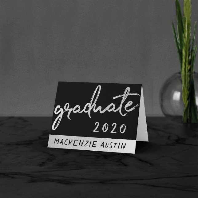 Carte De Remerciements Script Silver Gradué | Faux Metallic tendance (Créateur téléchargé)