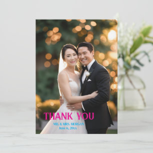 Carte De Remerciements Script simple minimaliste avec photo Mariage du co
