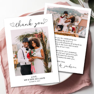 Carte De Remerciements Script simple minimaliste avec photo Mariage du co