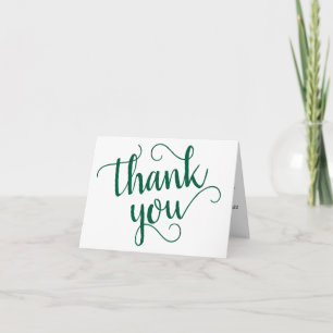 Carte De Remerciements Script vert simple Hunter Flourish N'importe que