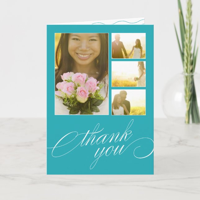 CARTE DE REMERCIEMENTS SCRIPTED COLLAGE | WEDDING THANK YOU CARD (Devant)