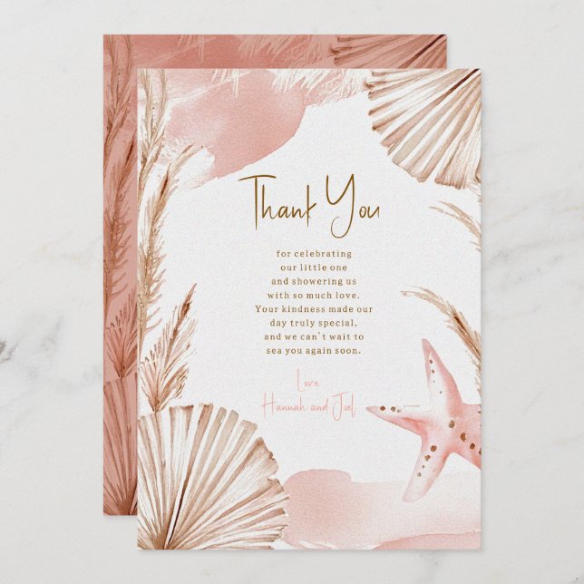 Carte De Remerciements Sea You Soon Baby Thank You Card | Coastal Boho (Devant / Derrière)