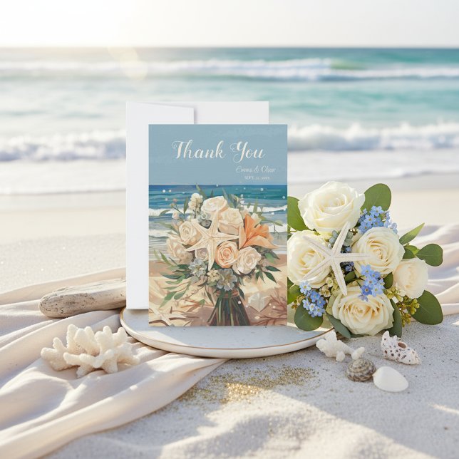 Carte De Remerciements Seaside Theme Wedding Thank You Card Card (Créateur téléchargé)