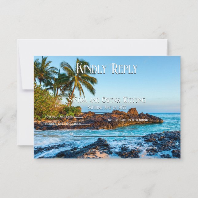 Carte De Remerciements Secret Beach Maui, Paradis Tropical, Mariage RSVP (Devant)