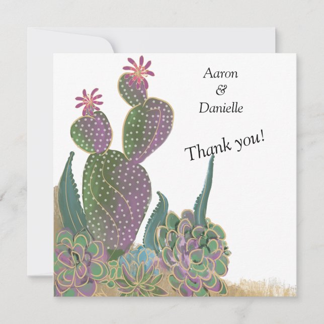 Carte De Remerciements Sedona Cactus Flower Wedding Thank You Card  (Devant)