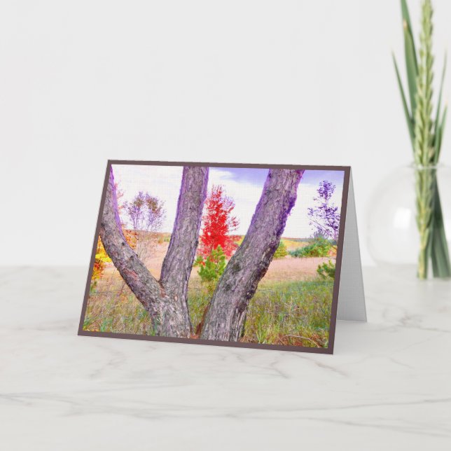 Carte De Remerciements "Seeing Red" Bright Red Tree blank greeting card (Devant)