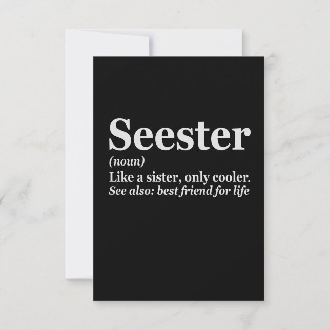 Carte De Remerciements Seester Noun Definition Best Sister Funny Gift (Devant)