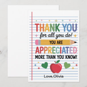 Carte De Remerciements Semaine d'appréciation des enseignants – Gratitude
