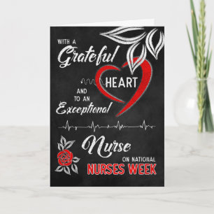 Carte De Remerciements Semaine des infirmières Grateful Coeur rouge Chalk
