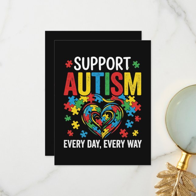 Carte De Remerciements Sensibilisation à l'autisme (Devant/Arrière en situation)