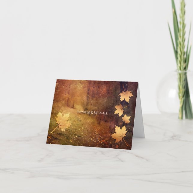 Carte De Remerciements sentier d'automne érable feuille rustique mariage  (Devant)