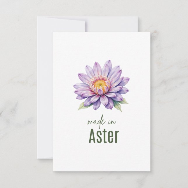 Carte De Remerciements September Aster  Birth Flower Flat Thank You Card (Devant)