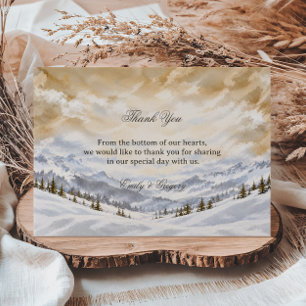Carte De Remerciements Sérénité de la vallée d'aquarelle hivernale alpine