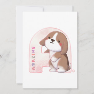 Carte De Remerciements Série Alphabet : Illustration de beagle "A" incroy