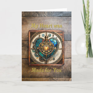 Carte De Remerciements Série Steampunk Cœur de Verre Teinté Doré
