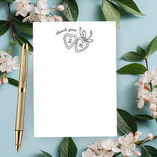 Carte De Remerciements Serrure de coeur Whimsical Doodle Croquis moderne