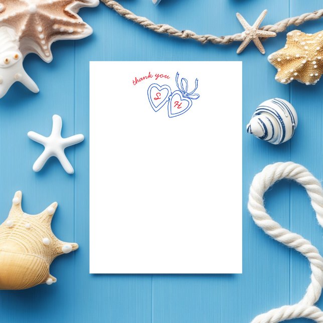 Carte De Remerciements Serrure de coeur Whimsical Doodle Croquis moderne  (Whimsical Heart Locket Doodle Sketch Modern CUSTOM Thank You Card
)