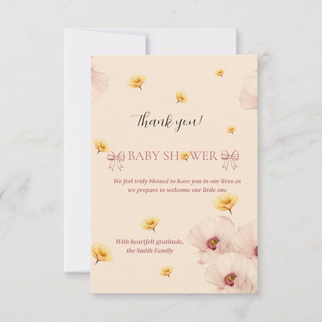 Carte De Remerciements Serviette en papier à thème floral (Devant)