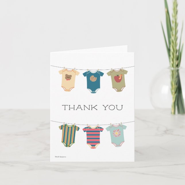 Carte De Remerciements Sesame Pals Baby shower de combinaisons physiques (Devant)