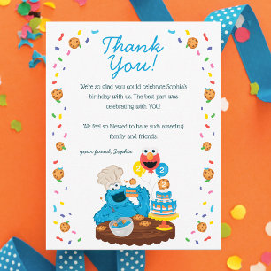 Carte De Remerciements Sesame Street Cookie Monster Anniversaire Gâteau