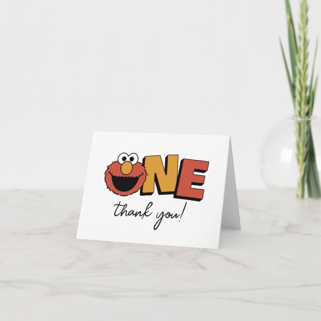 Carte De Remerciements Sesame Street | Elmo - First Birthday Thank You Ca (Devant)
