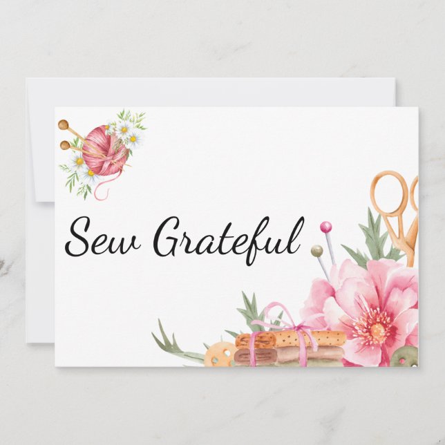 Carte De Remerciements Sew Grateful- Sewing Thank You card (Devant)
