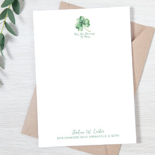 Carte De Remerciements Shamrock Aquarelle St. Pat Irlandais Bénédiction V