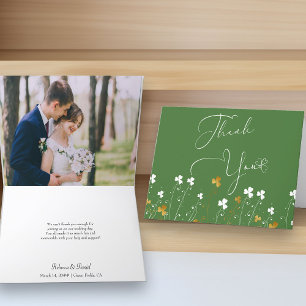 Carte De Remerciements Shamrock Fleur sauvage Vert Mariage Photo