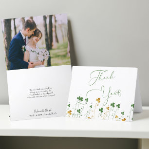 Carte De Remerciements Shamrock Fleur sauvage White Mariage Photo