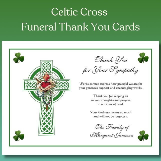 Carte De Remerciements Shamrock Mary Irish Celtic Cross Condolence (Créateur téléchargé)