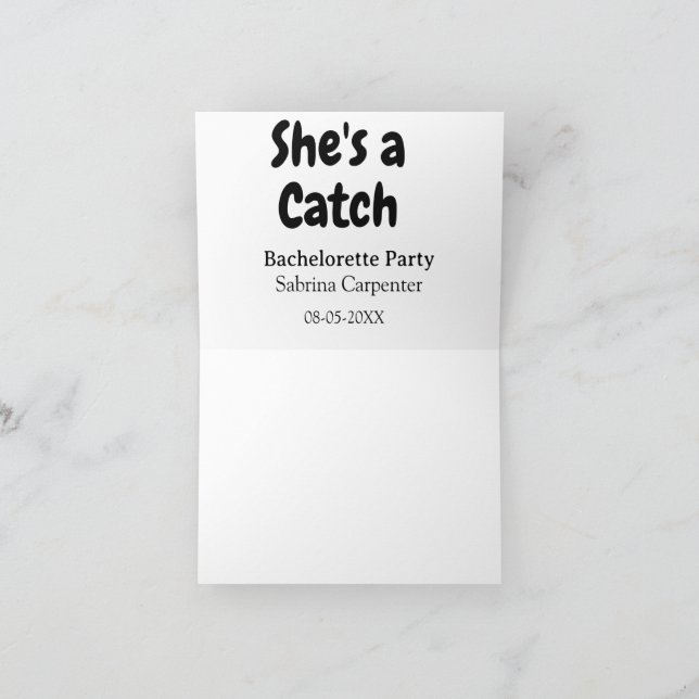 Carte De Remerciements She's a catch bachelorette party name date simple  (Intérieur)