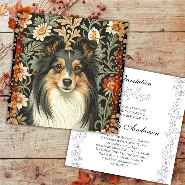 Carte De Remerciements Shetland Sheepdog Sheltie Garden Tapestry Invites (Créateur téléchargé)