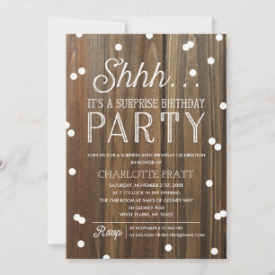 Carte De Remerciements Shh Surprise fête d'anniversaire Rustic Wood