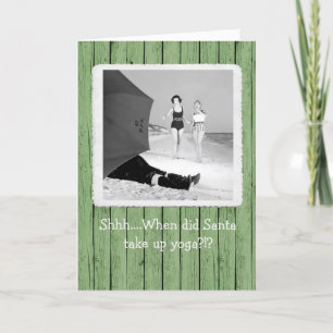 Carte De Remerciements Shhh...Père Noël Doing Yoga Christmas Greeting Car