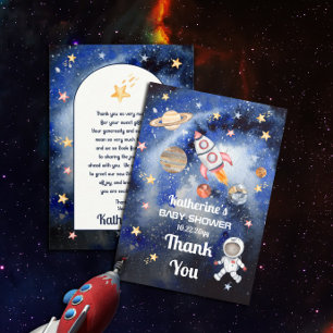 Carte De Remerciements Shower Baby Boy Rocket Planets