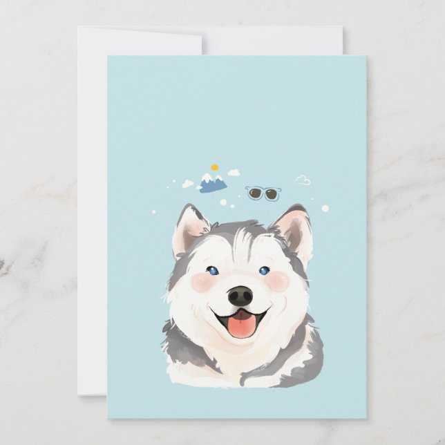 Carte De Remerciements Sibérie Husky Animaux de compagnie Chien Illustrat (Devant)