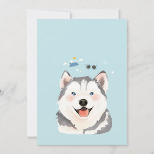 Carte De Remerciements Sibérie Husky Animaux de compagnie Chien Illustrat
