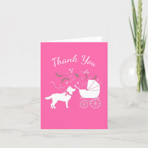 Carte De Remerciements Sibérie Husky Baby shower Chien Chien Chiot rose C