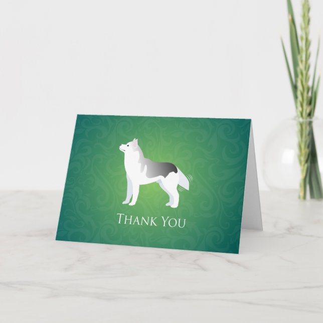 Carte de remerciements Sibérien Husky Chien Argent (Devant)