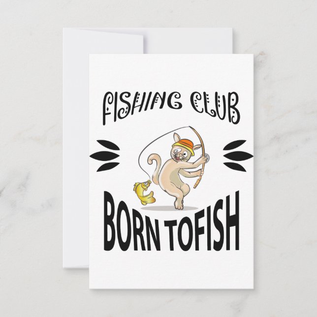 Carte De Remerciements SIGNE DE NAISSANCE DU CLUB DE Pêche AU POISSON Car (Devant)